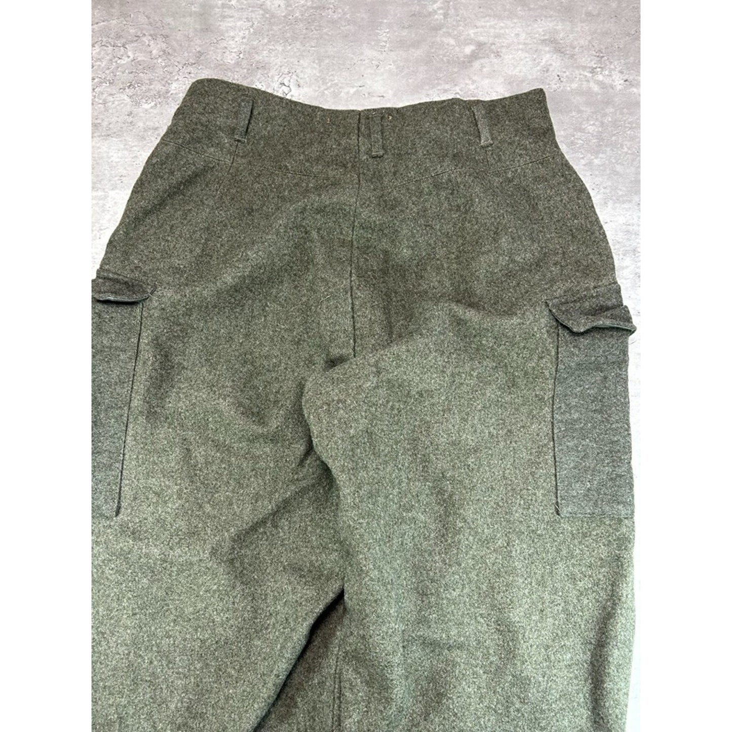 Vintage 1970s Wool Military Buckled Multi Pocket Cargo Pants Size 38 Green