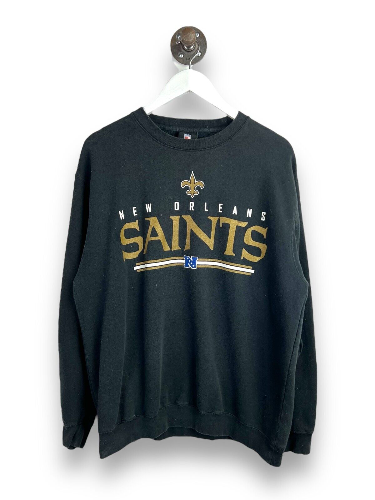 Vintage New Orleans Saints NFL Graphic Logo Spellout Sweatshirt Size Large