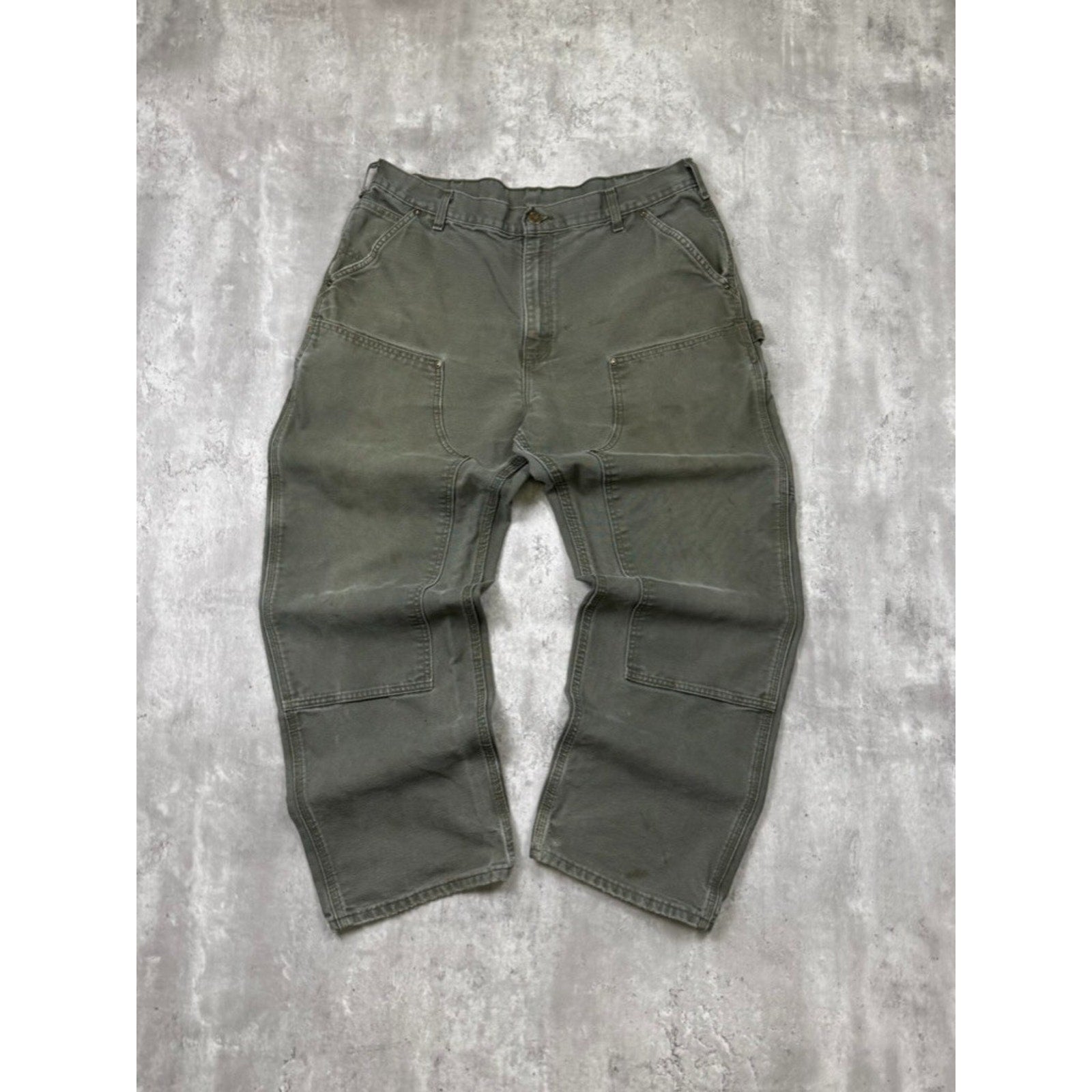 Vintage Carhartt Canvas Workwear Double Knee Carpenter Pants Size 37