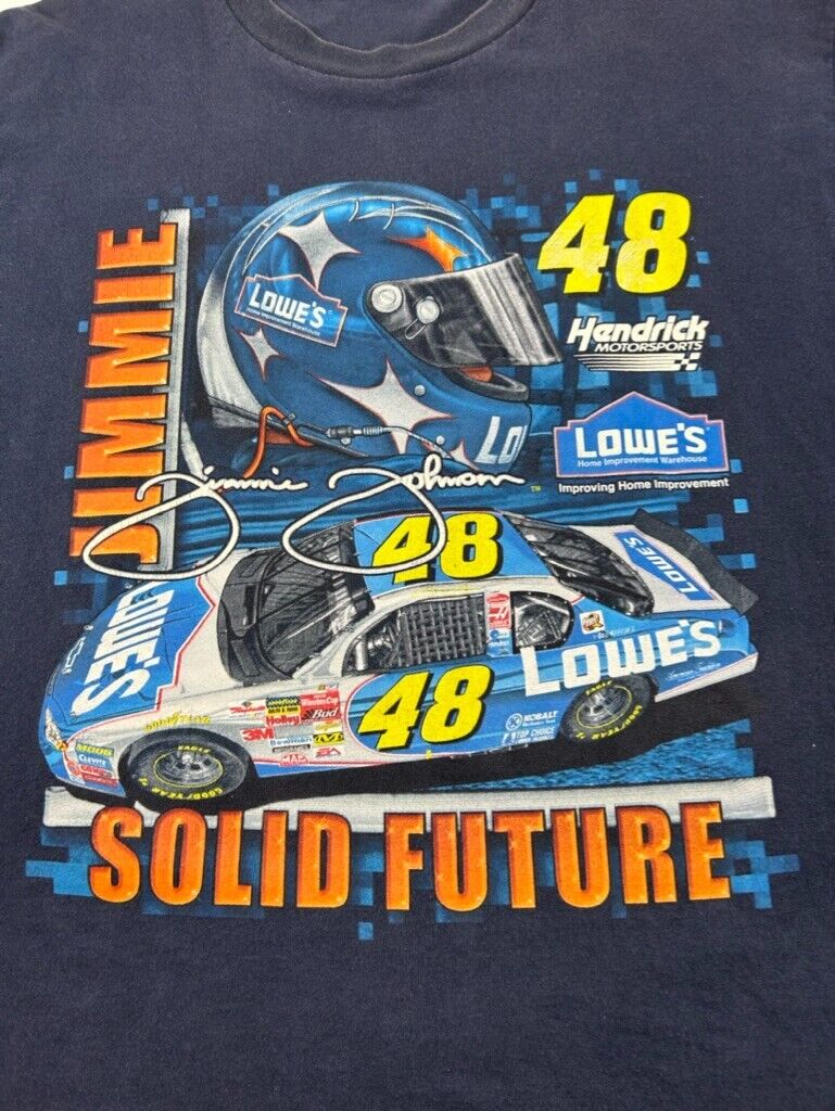 Vintage Jimmy Johnson #48 Nascar Racing Big Graphic T-Shirt Size XL Blue