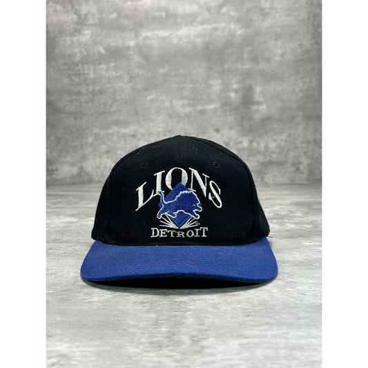VTG 90s Detroit Lions NFL Embroidered Spellout Logo Football Snapback Hat OSFA