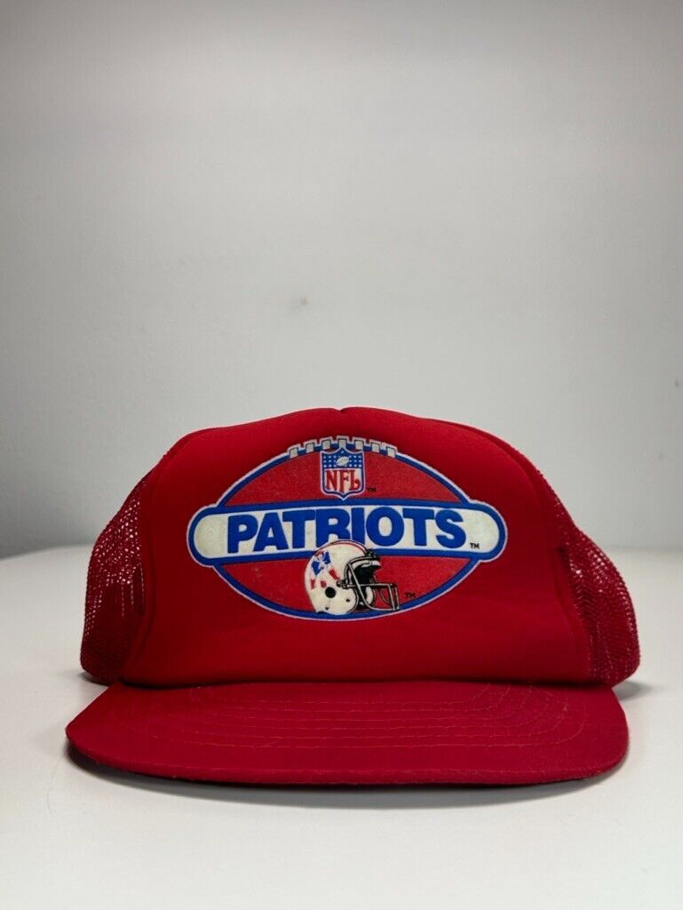 Vintage 80s New England Patriots Helmet Graphic Trucker Snapback Hat OSFA