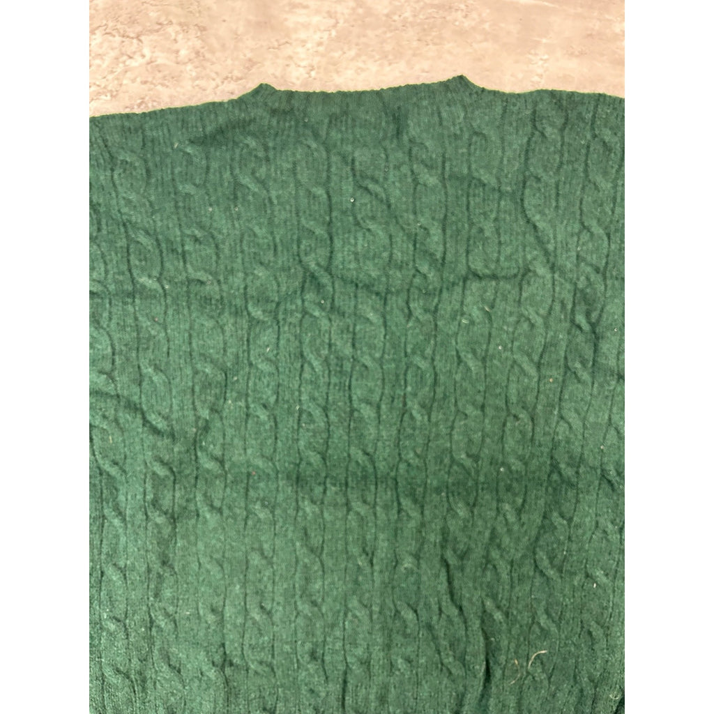 Vintage 90s Polo Ralph Lauren Pullover Cable Knit Sweater Size Large Green