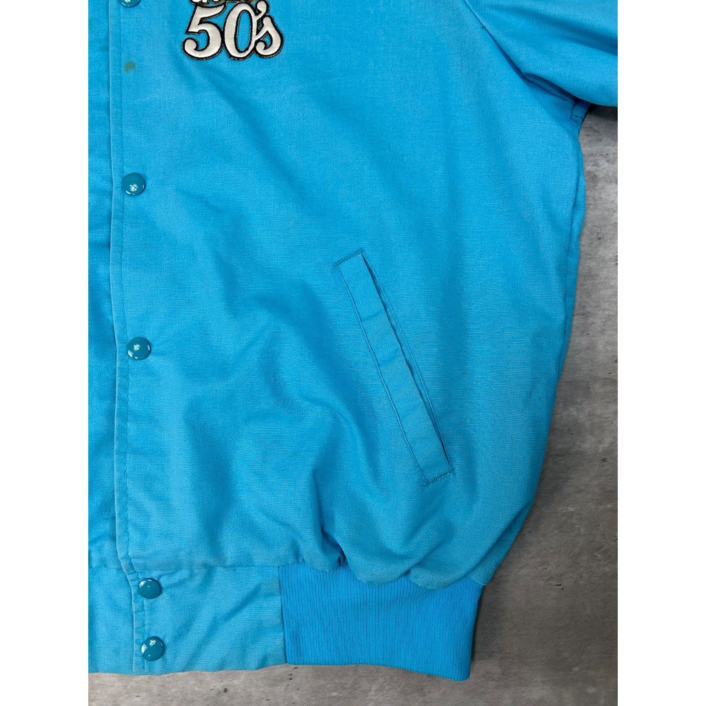 Vintage 80s/90s Lost In The 50s Embroidered Bomber Jacket Size Large
