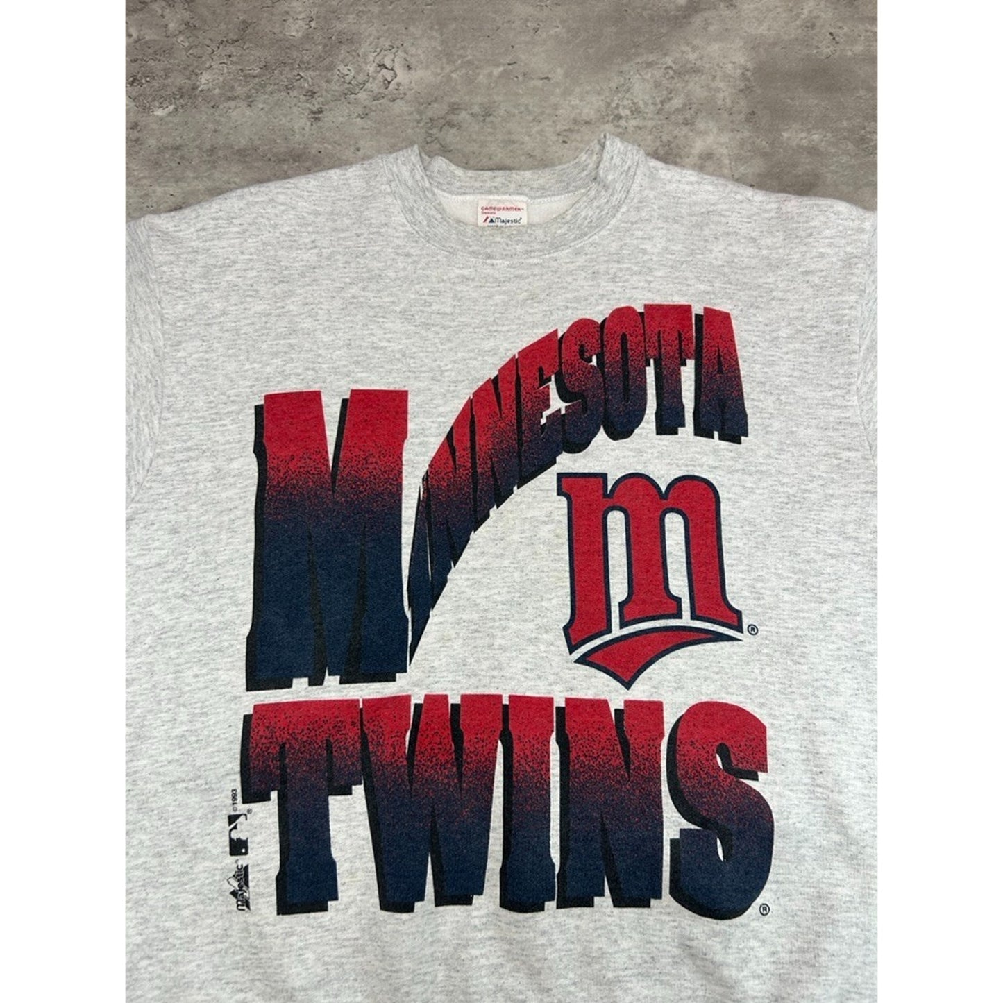 Vintage 1993 Minnesota Twins MLB Graphic Spellout Baseball Sweatshirt Size Large