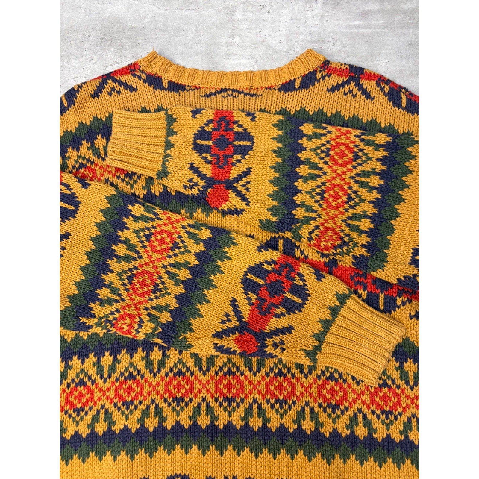 Vintage 80s/90s Abstract Striped Print Pullover Knit Sweater Size Large