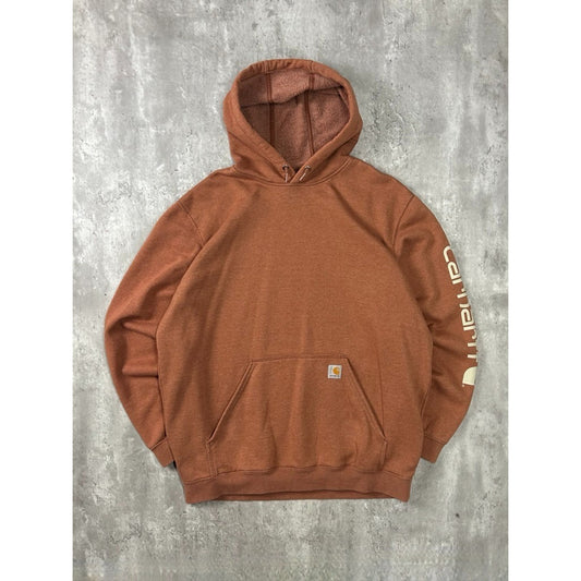 Vintage Carhartt Sleeve Spellout Workwear Pullover Hooded Sweatshirt Sz XL Tall