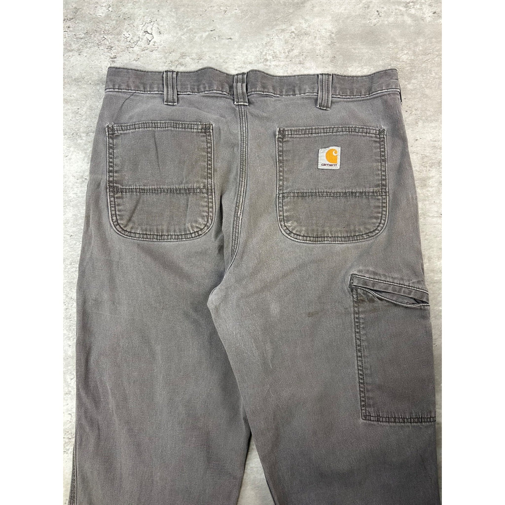 Carhartt Relaxed Fit Canvas Workwear Gray Five Pocket Pants Size 34