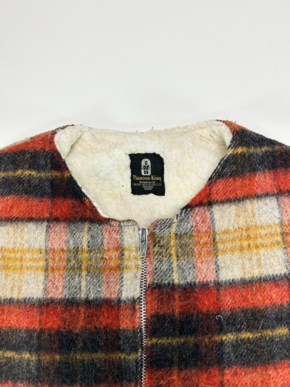 Vintage 70s/80s Thermo-King Sherpa Lined Plaid Vest Jacket Size Medium