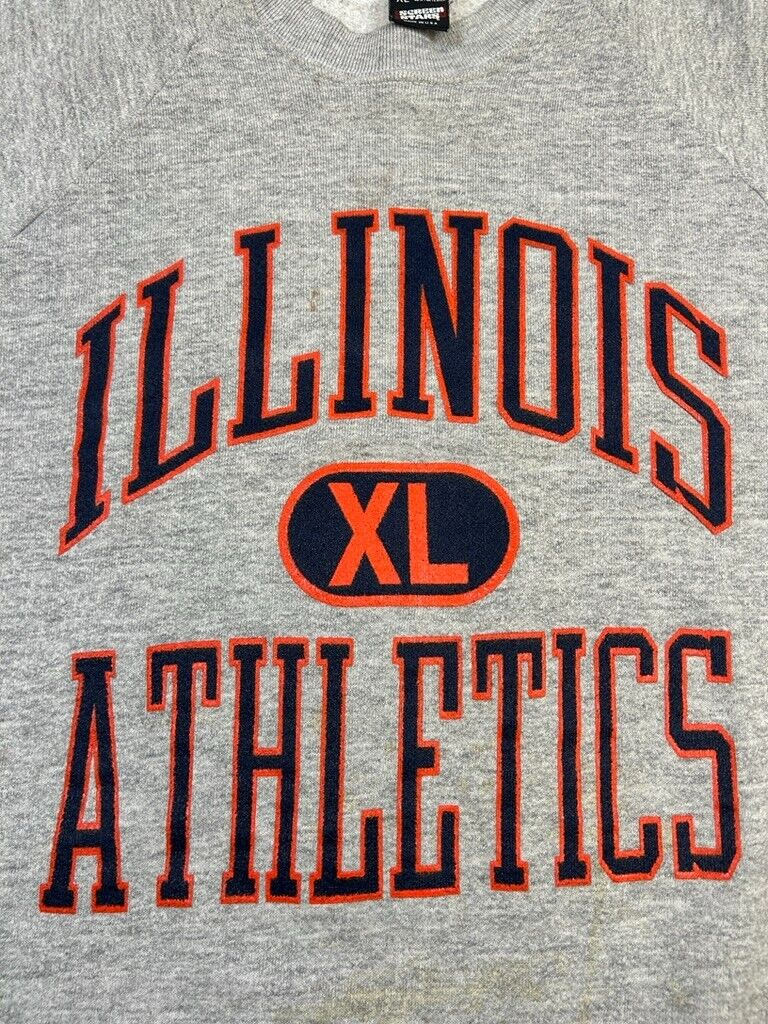 Vintage 80s Illinois Illini NCAA Arc Spell Out Collegiate Sweatshirt Size XL