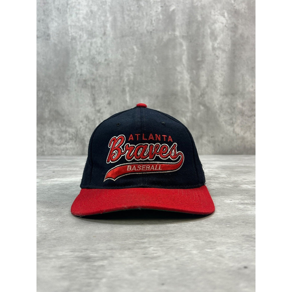 Vintage 90s Atlanta Braves MLB Starter Tailsweep Wool Snapback Hat OSFA