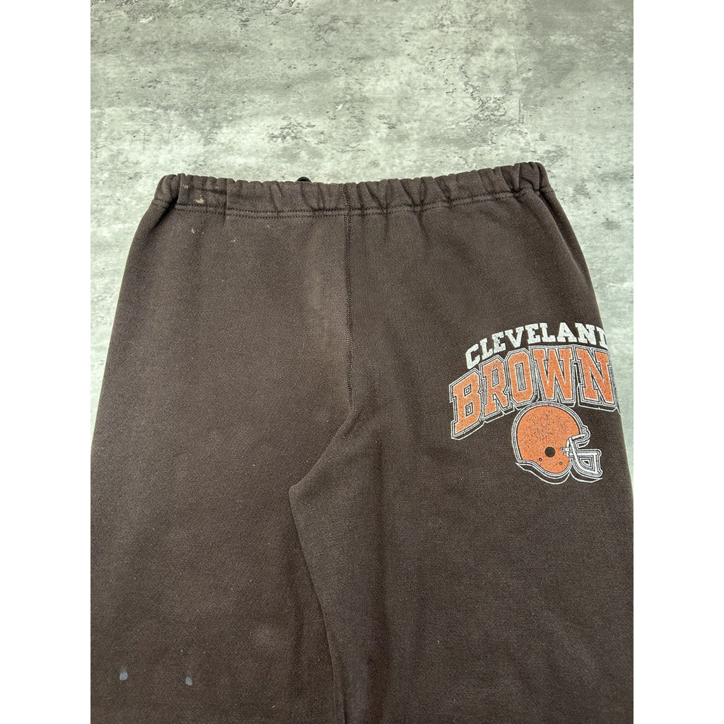 Vintage 90s Cleveland Browns NFL Graphic Spellout Sweat Pants Size Medium