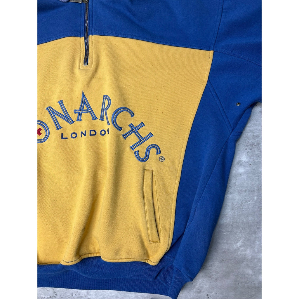 Vintage 80s/90s London Monarchs WFL Adidas 1/4 Zip Hooded Sweatshirt Size Medium