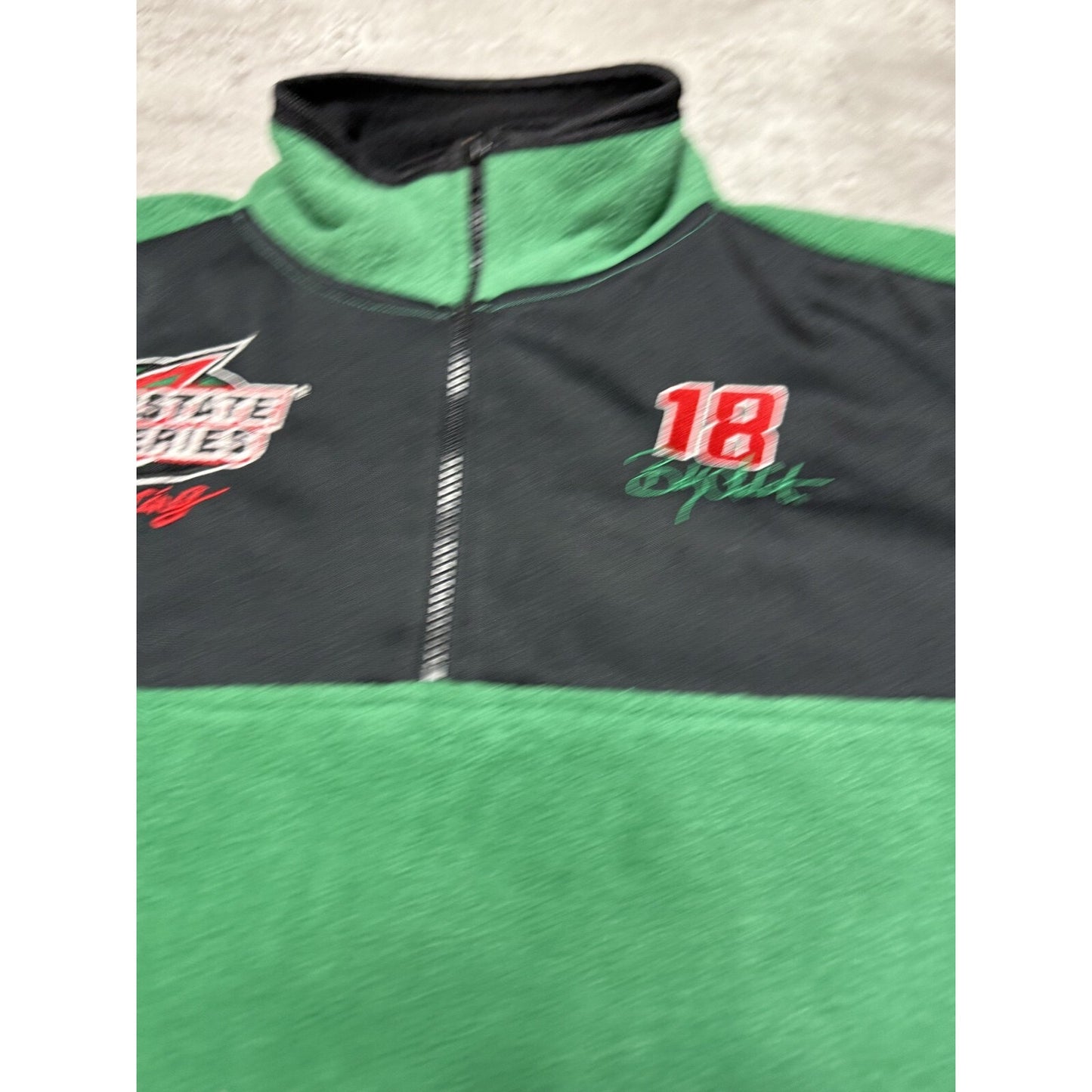 Vintage Bobby Labonte #18 NASCAR Interstate Fleece Sweatshirt Size XL Green