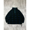 Vintage L.L. Bean Plaid 1/4 Button Fleece Pullover Sweatshirt Size Large