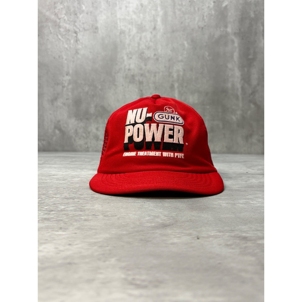 Vintage 80s/90s Nu-Gunk Power Engine Treatment Trucker Snapback Hat OSFA