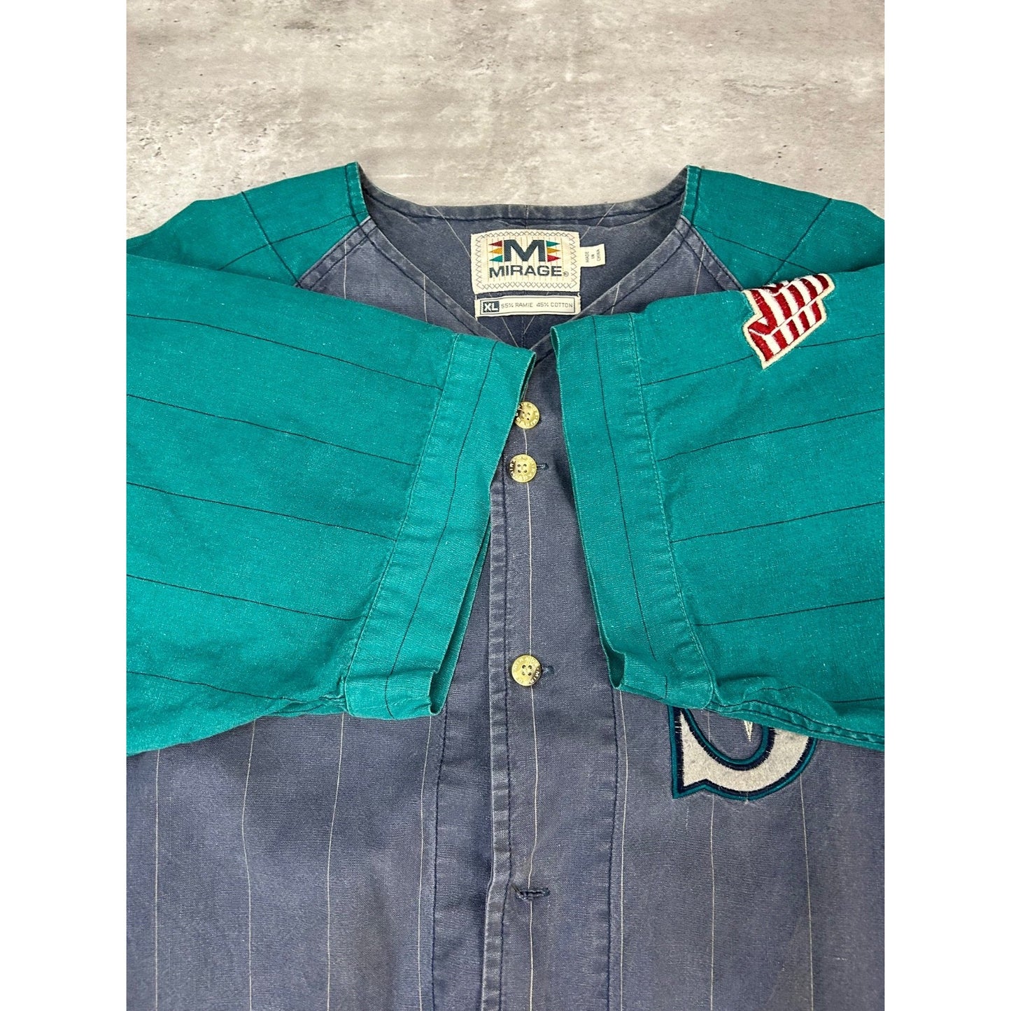 Vintage 90s Seattle Mariners MLB Pinstripe Mirage Baseball Jersey Size XL