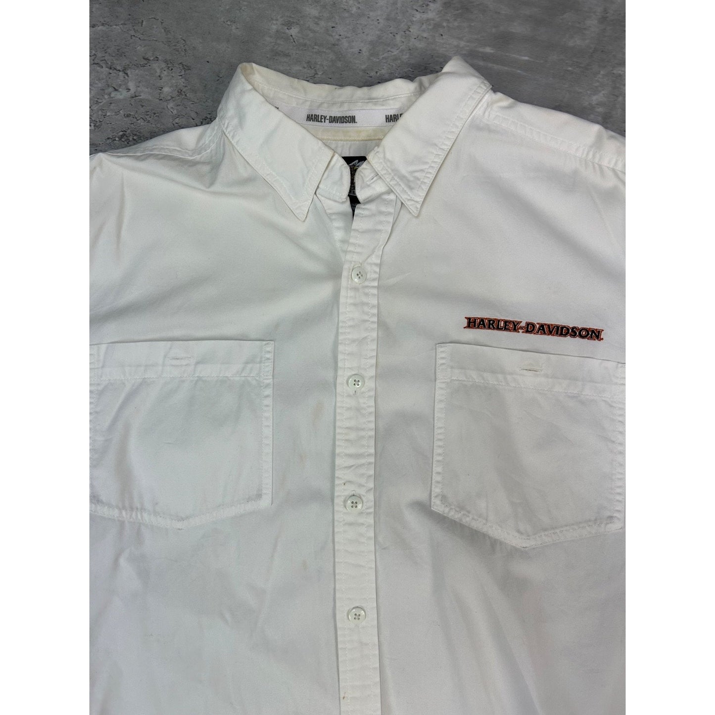 Harley Davidson Graphic Long Sleeve Button Up Shirt Size XL White