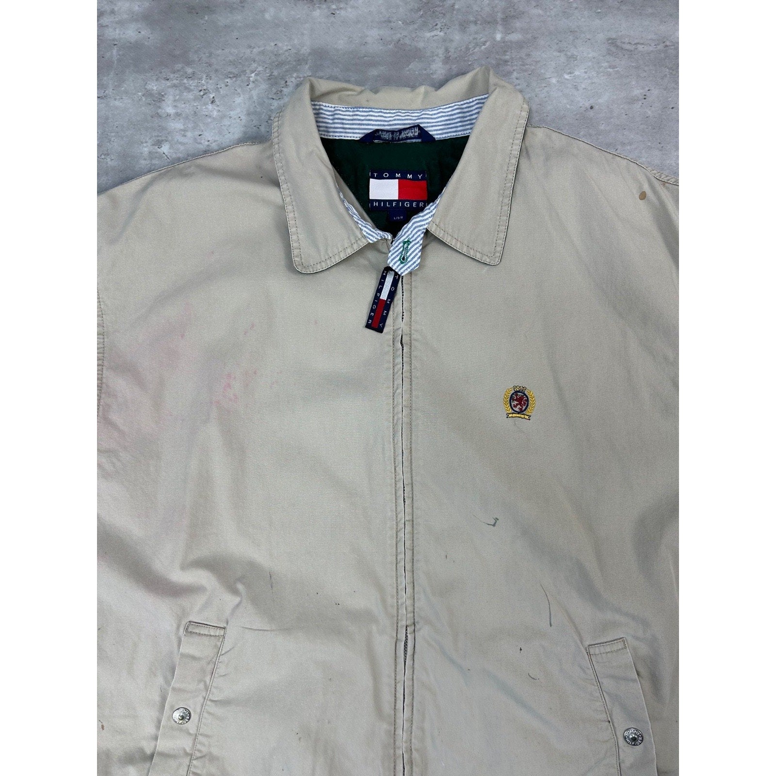 Vintage Tommy Hilfiger Embroidered Crest Harrington Jacket Size Large