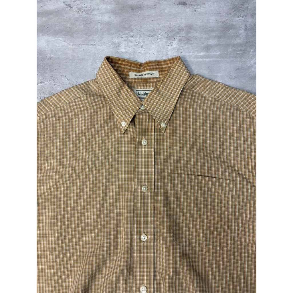 Vintage L.L. Bean Plaid Long Sleeve Cropped Button Up Shirt Size Medium