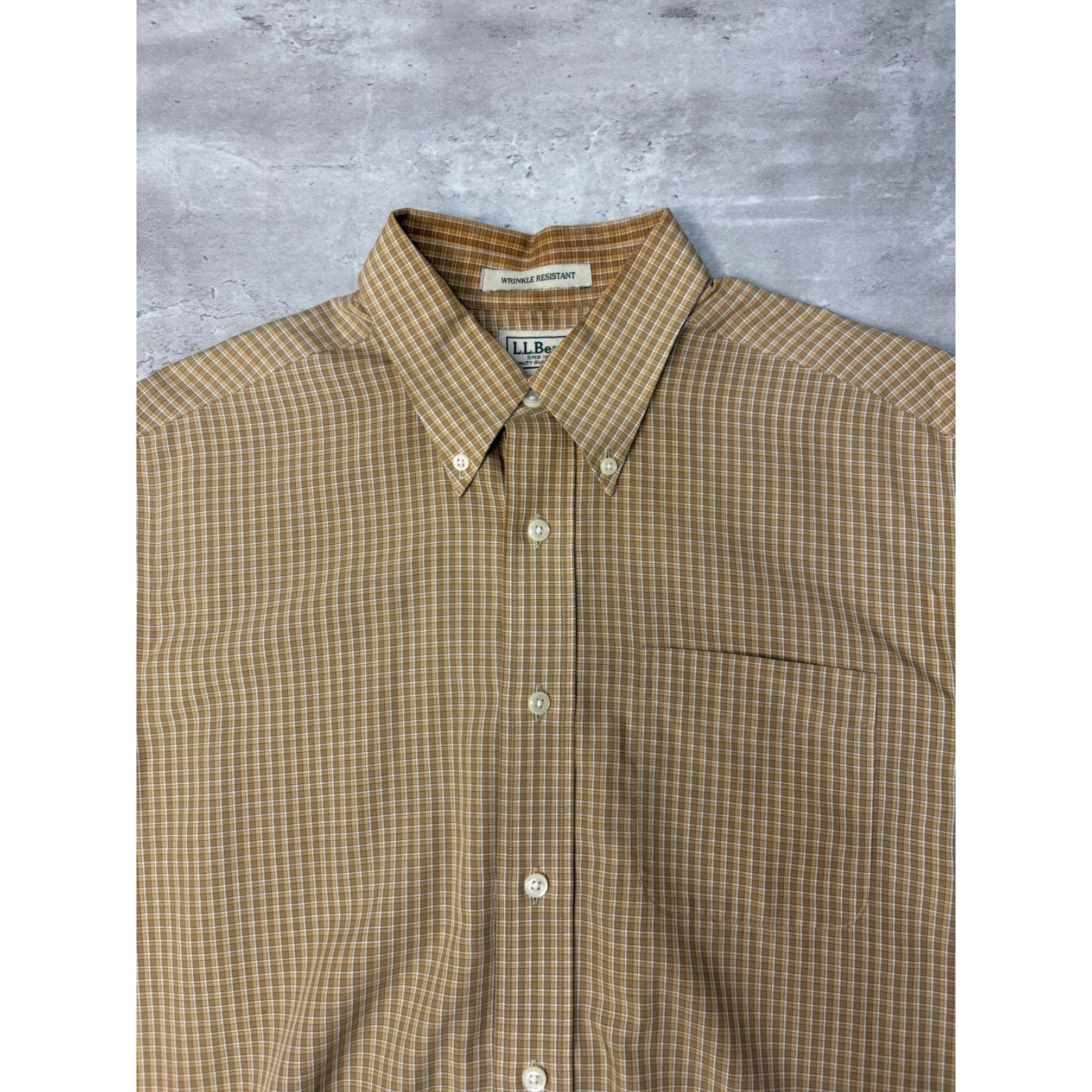 Vintage L.L. Bean Plaid Long Sleeve Cropped Button Up Shirt Size Medium