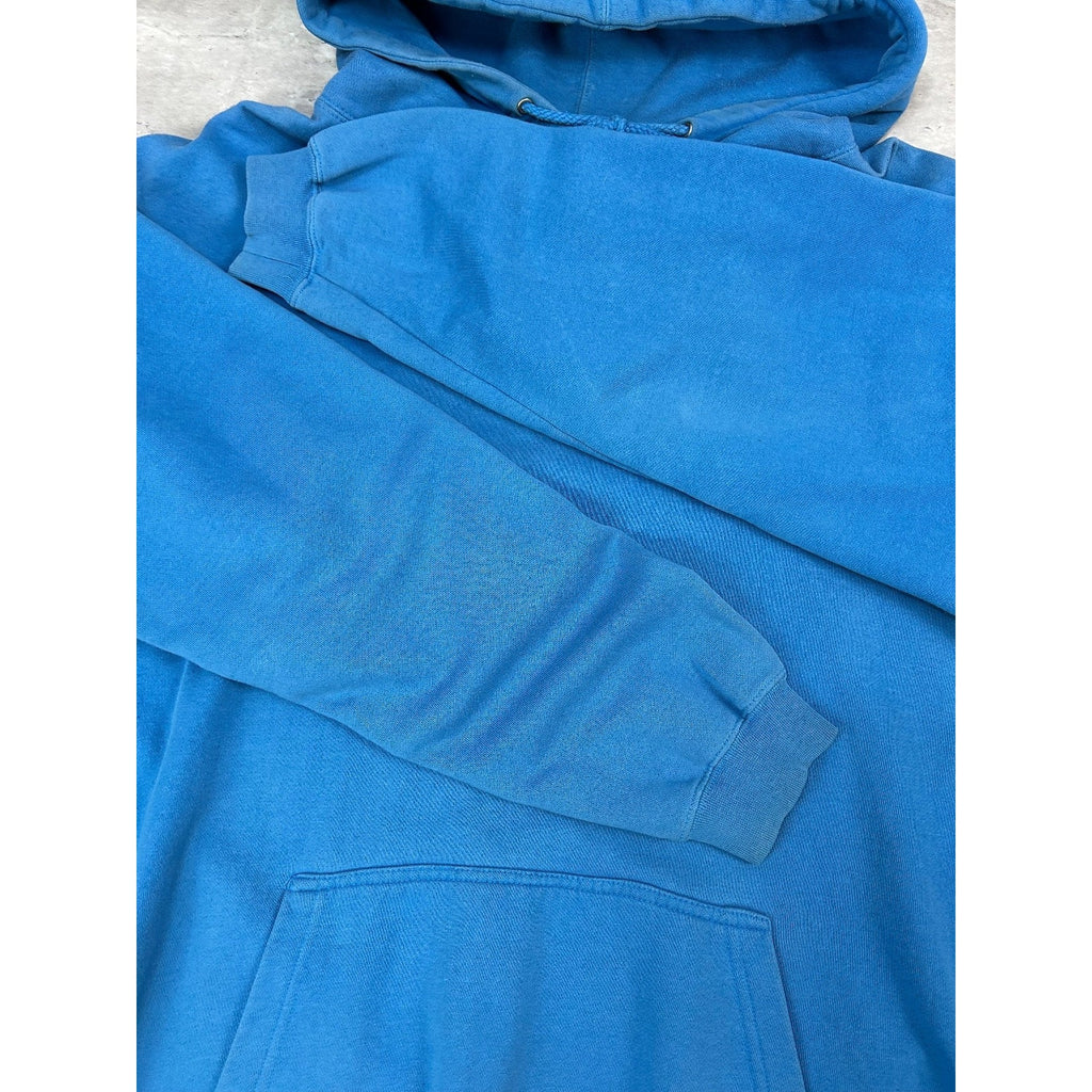 Vintage 2000s Stussy 80 Spellout Graphic Hooded Sweatshirt Size XL Blue