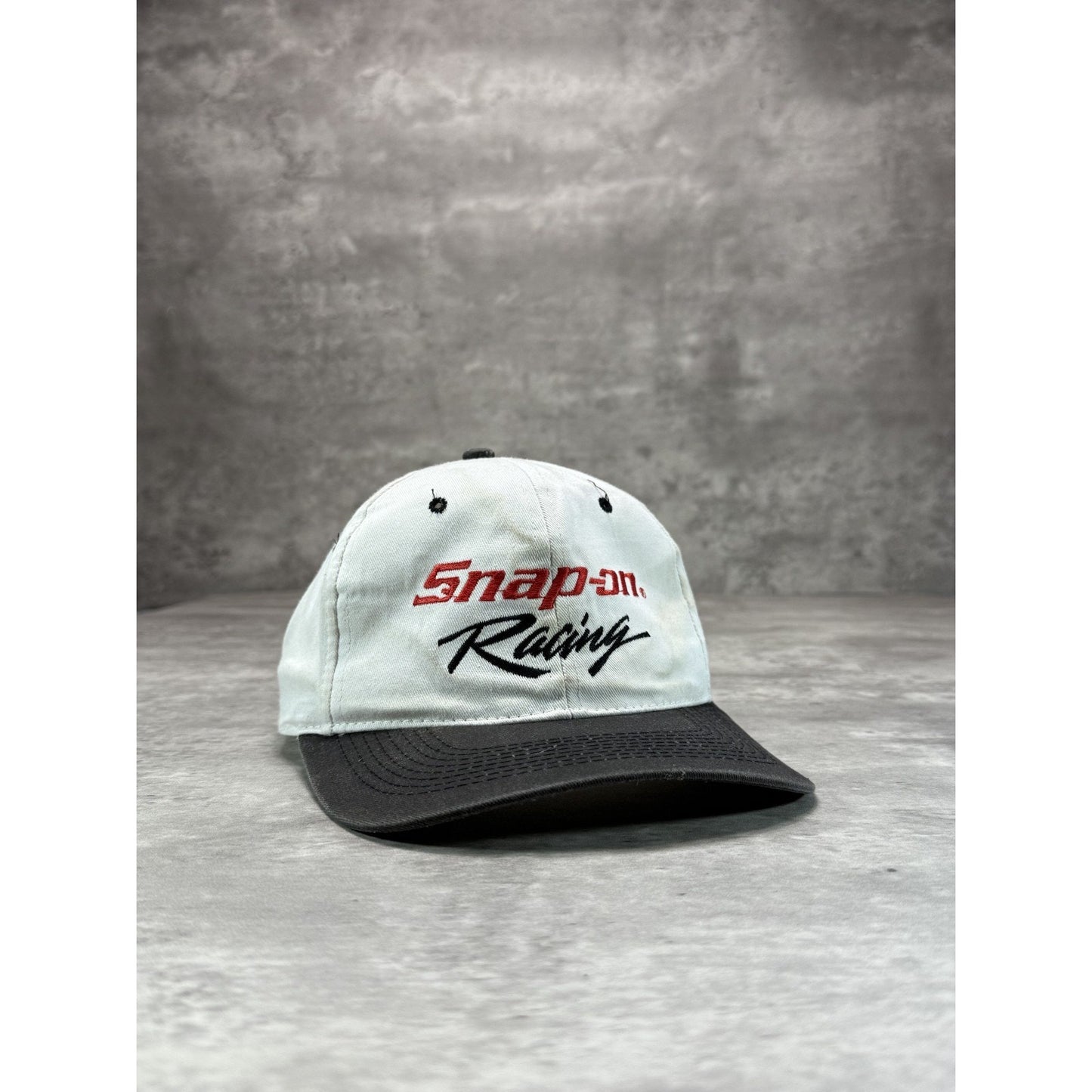 Vintage 90s Snap-On Racing Embroidered Spellout Snapback Hat OSFA White