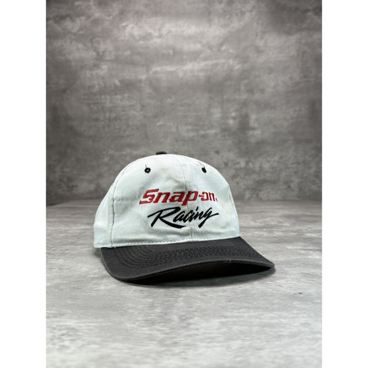 Vintage 90s Snap-On Racing Embroidered Spellout Snapback Hat OSFA White