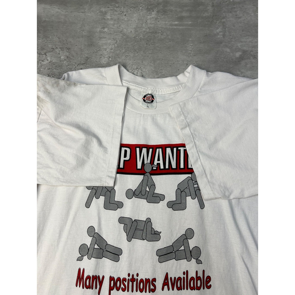 Vintage 90s Help Wanted Many Positions Available Comedy T-Shirt Size XL