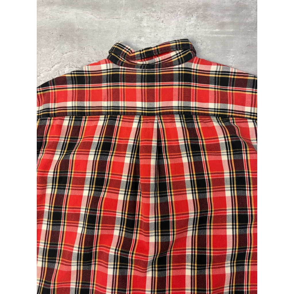 Vintage Polo Ralph Lauren Single Pocket Plaid Cropped Button Up Shirt Size XL