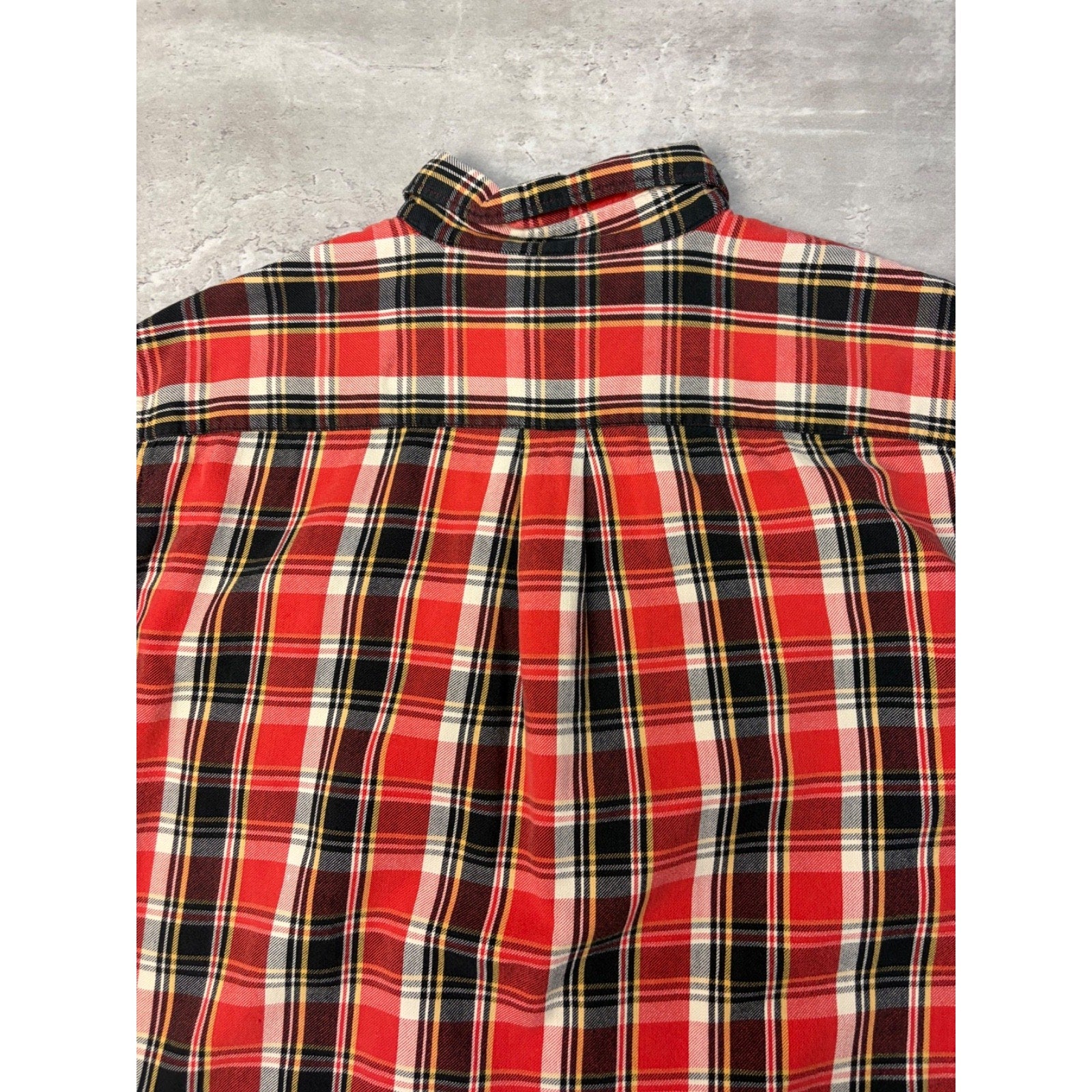 Vintage Polo Ralph Lauren Single Pocket Plaid Cropped Button Up Shirt Size XL