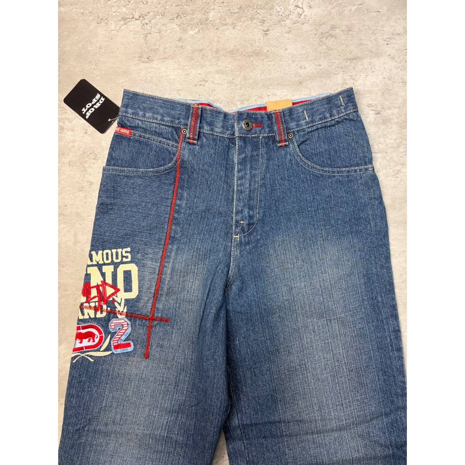 Vintage Y2K Womens Ecko Unilmited Embroidered Logo Medium Wash Denim Pants
