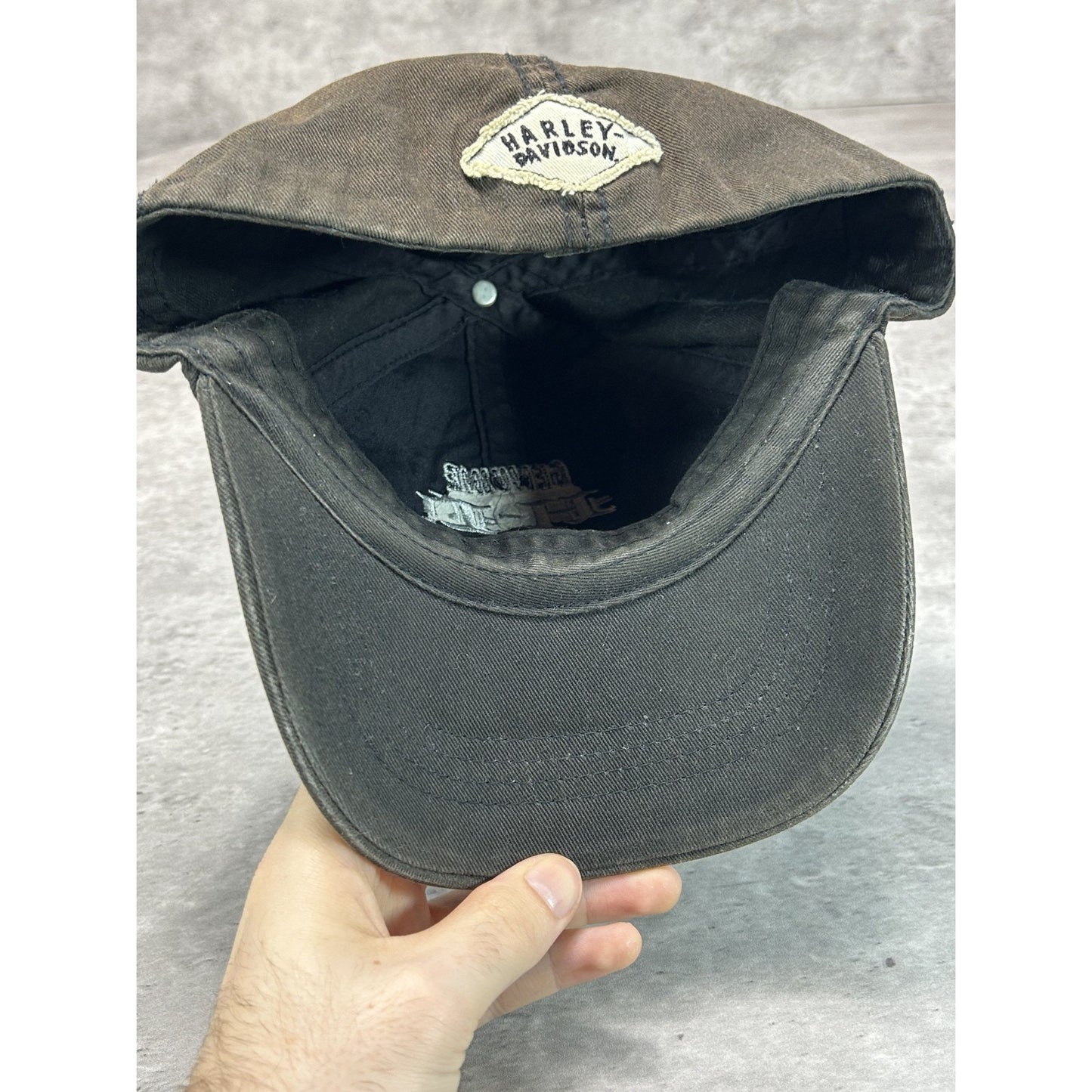 Vintage 2000s Harley Davidson Motors Embroidered Spellout Snapback Hat OSFA