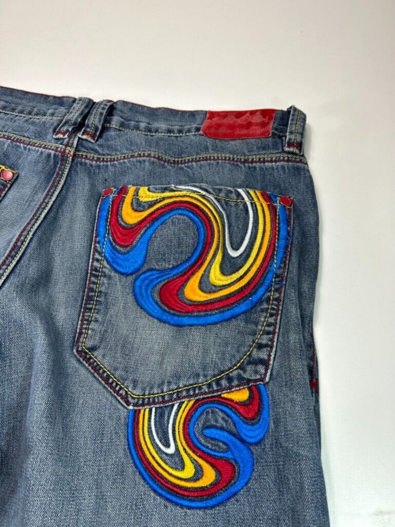 Vintage Y2K COOGI Jeans Baggy Fit Medium Wash Embroidered Denim Pants Size 39