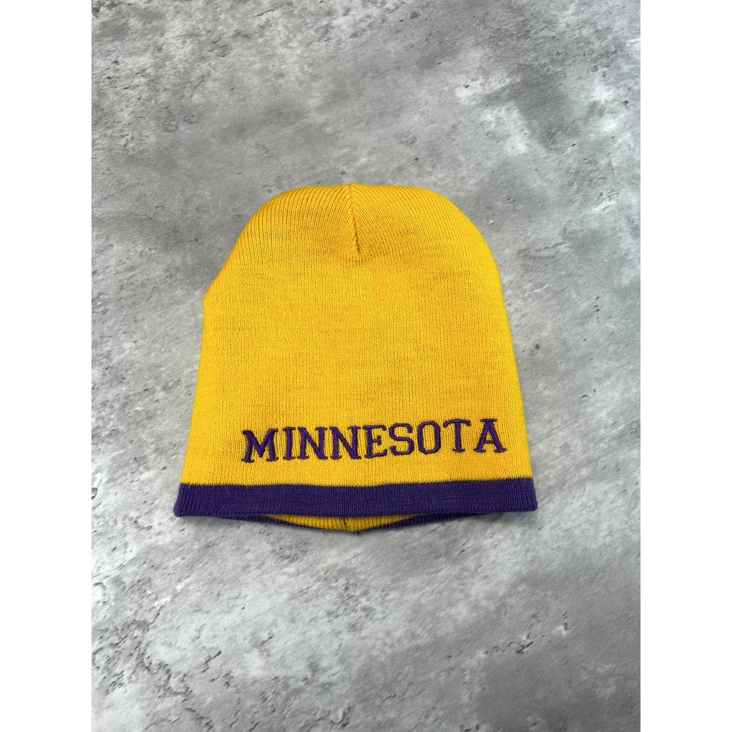 Vintage 90s Minnesota Vikings NFL Embroidered Spellout Beanie Hat OSFA Purple