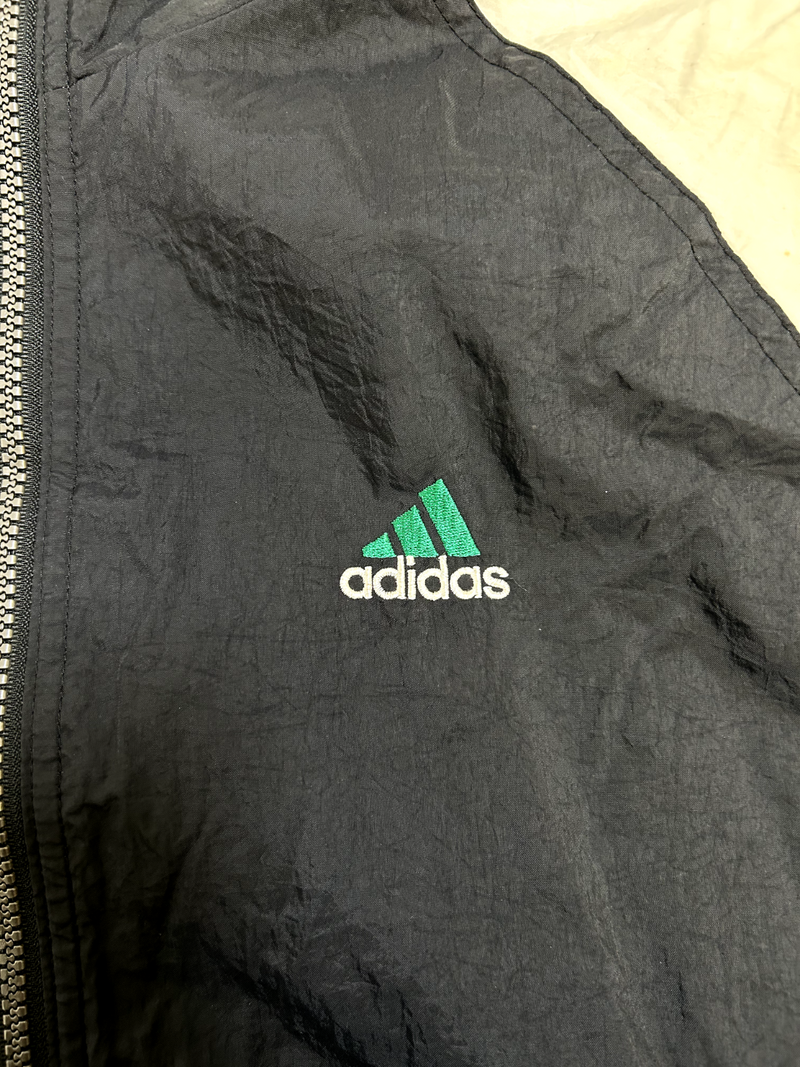 Vintage 90s Adidas Embroidered Logo Full Zip Nylon Windbreaker Jacket Size Large