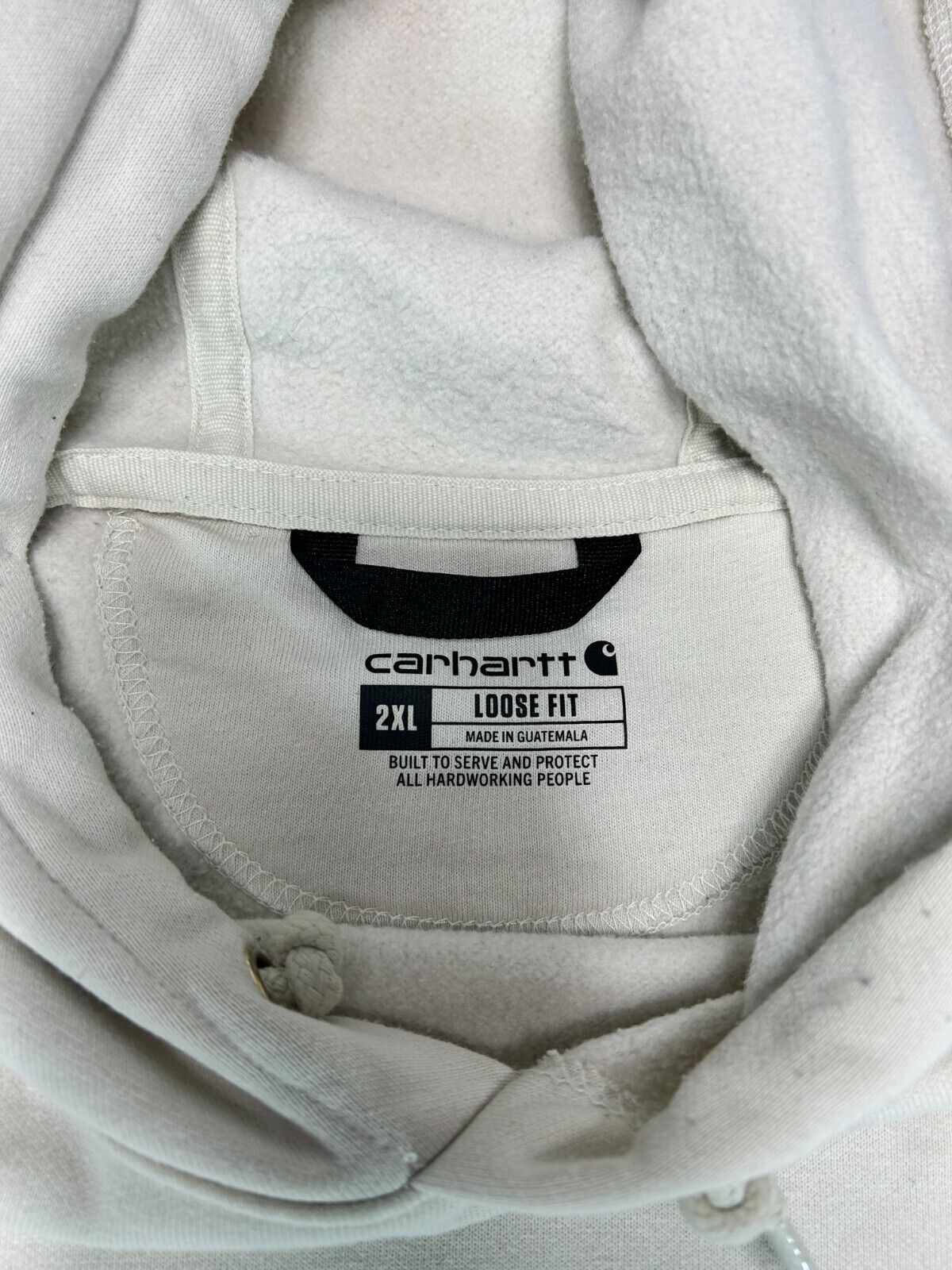 Carhartt Work Wear Arm Spell Out Hooded Pull Over Sweatshirt Size 2XL White