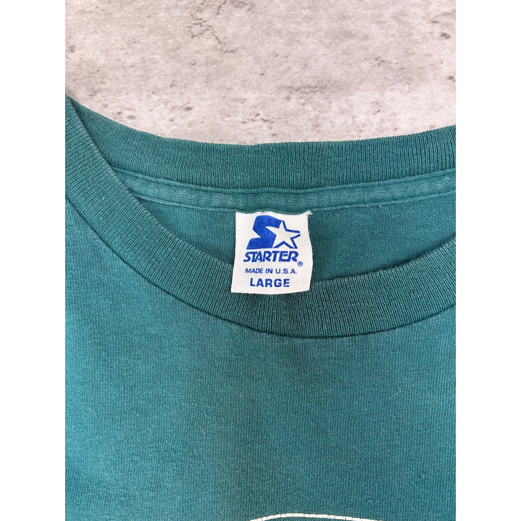 Vintage 90s Starter Classic Retro Logo T-Shirt Size Large Green