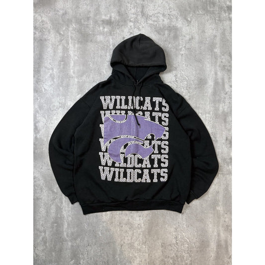 Vintage 90s Northern Wildcats NCAA Graphic Logo Hooded Sweatshirt Size XL