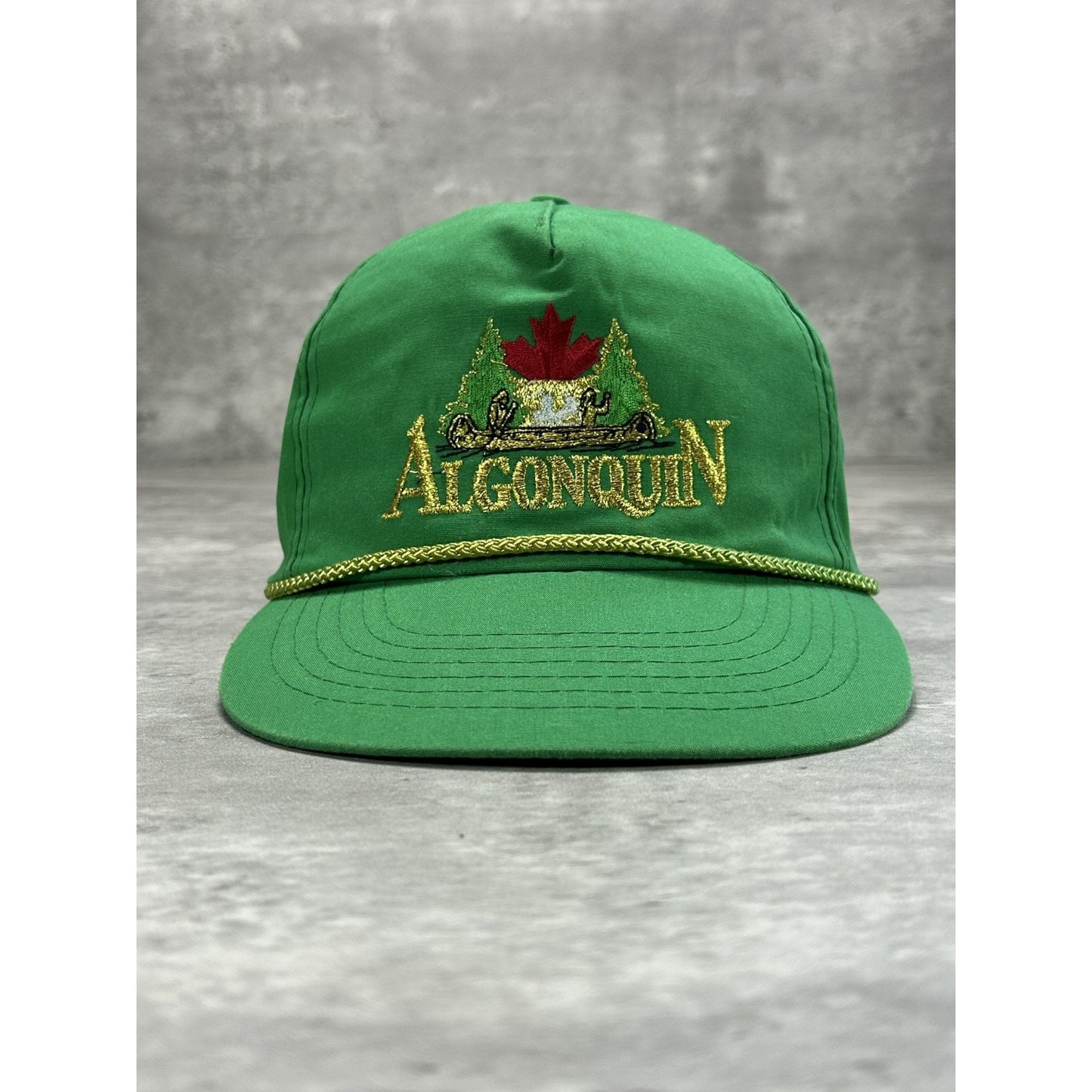 Vintage 90s Algonquin Embroidered Spellout Destination Snapback Hat OSFA Green