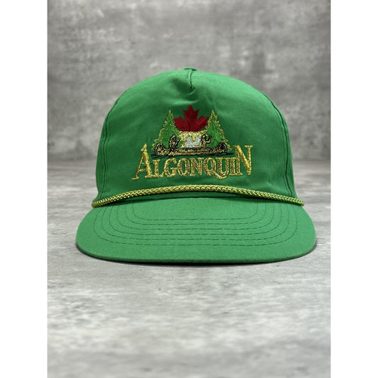 Vintage 90s Algonquin Embroidered Spellout Destination Snapback Hat OSFA Green