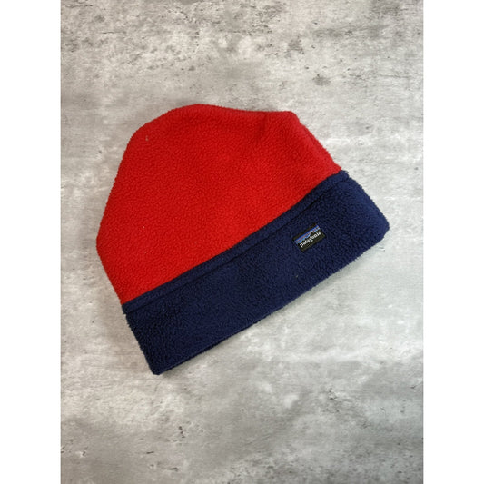 Vintage 90s Patagonia Embroidered Patch Two Tone Beanie Hat OSFA Red/Blue