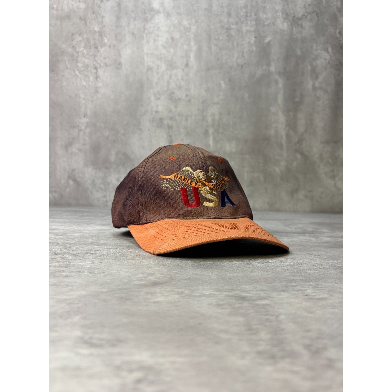 Vintage 90s Harley Davidson Embroidered Logo Spellout Snapback Hat OSFA