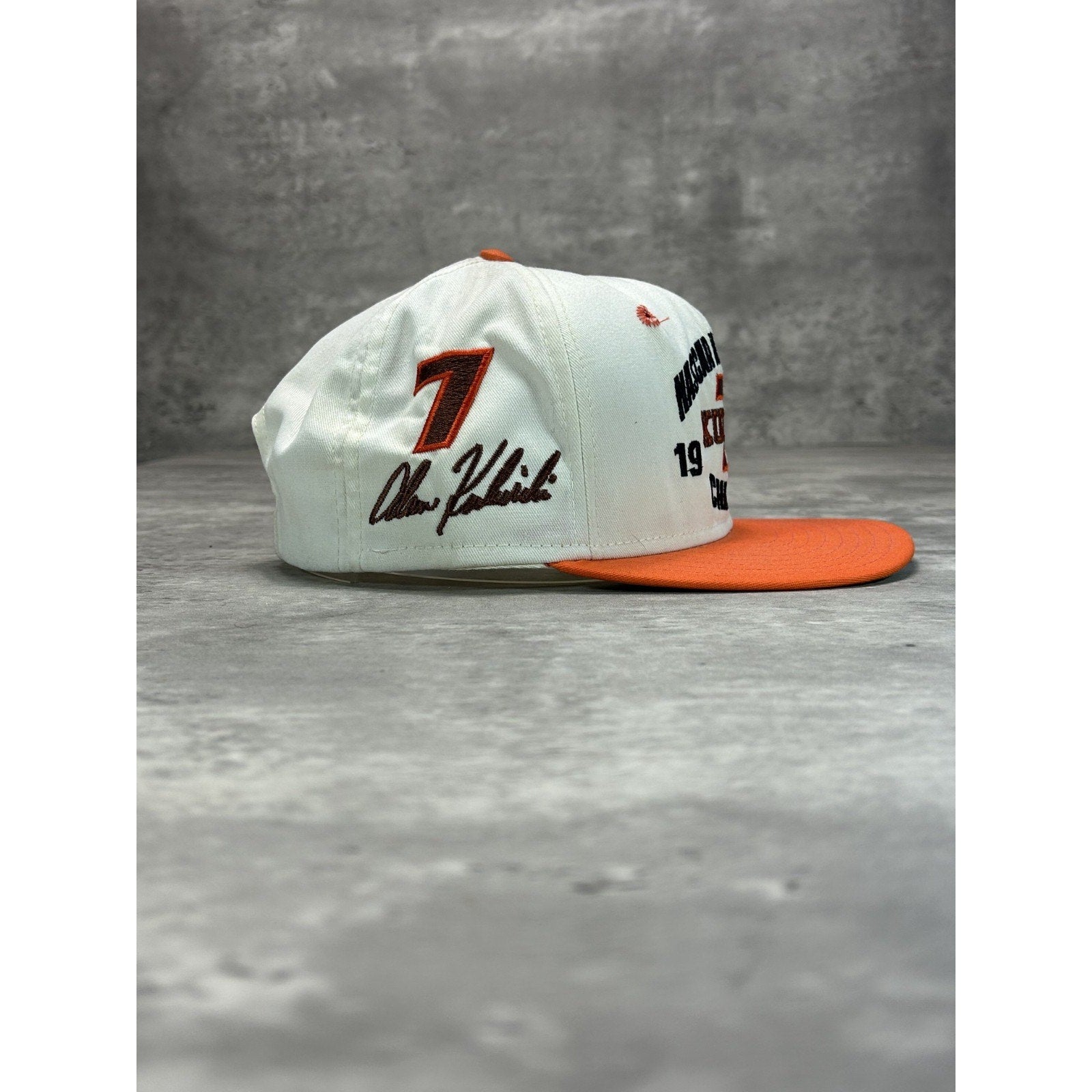 Vintage 90s Alan Kulwicki #7 Hooters Racing Embroidered Nascar Snapback Hat OSFA