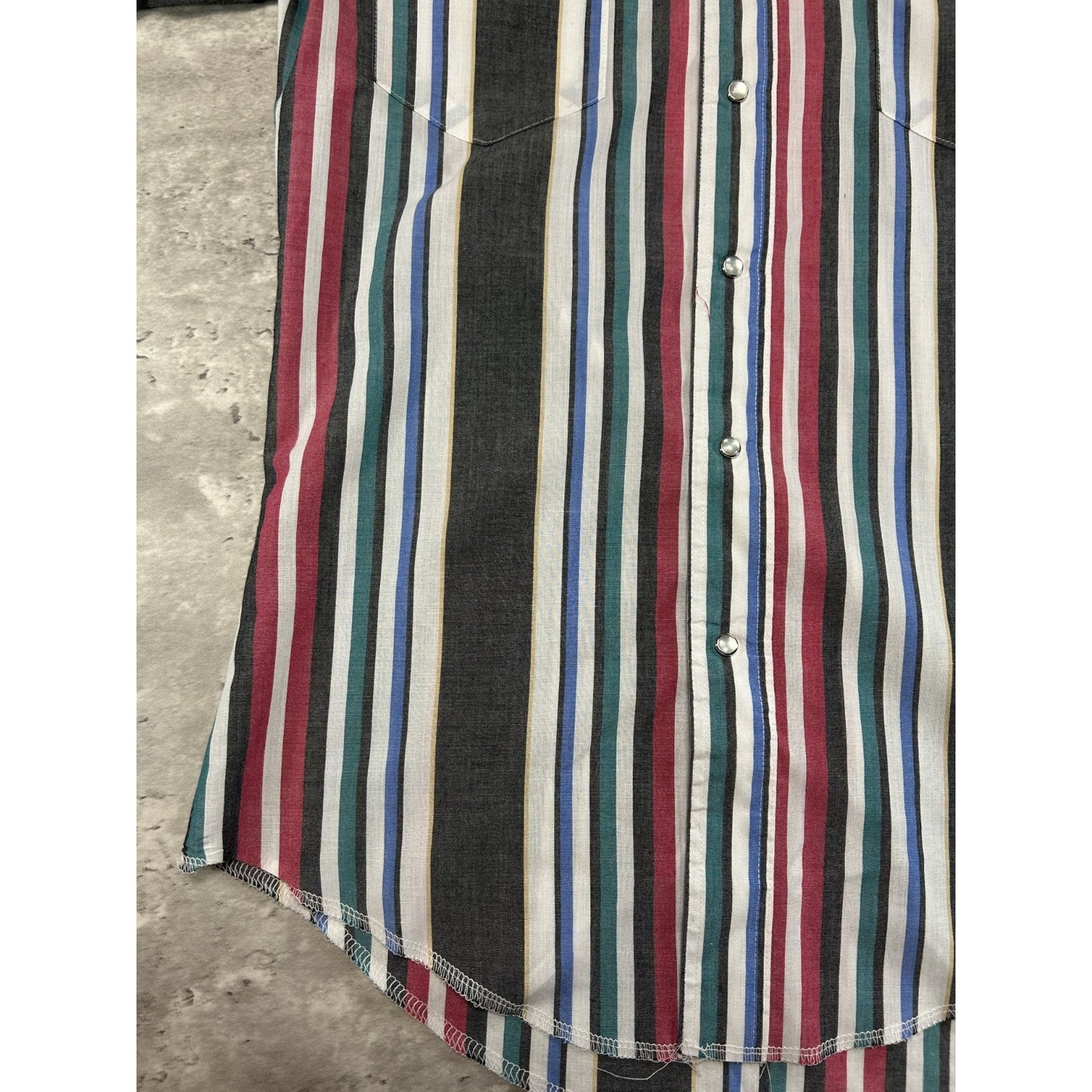 Vintage 80s Wrangler Pearl Snap Striped Long Sleeve Button Up Shirt Size Large