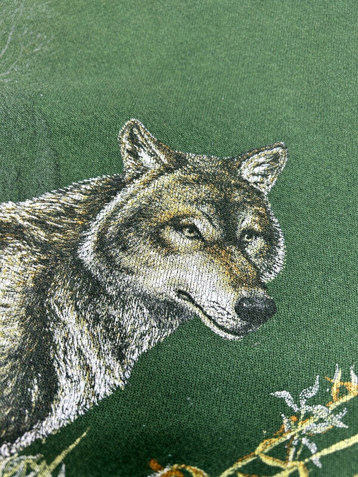 Vintage 90s Wolf Nature Wild Life Animal Graphic Pull Over Sweatshirt Size Large