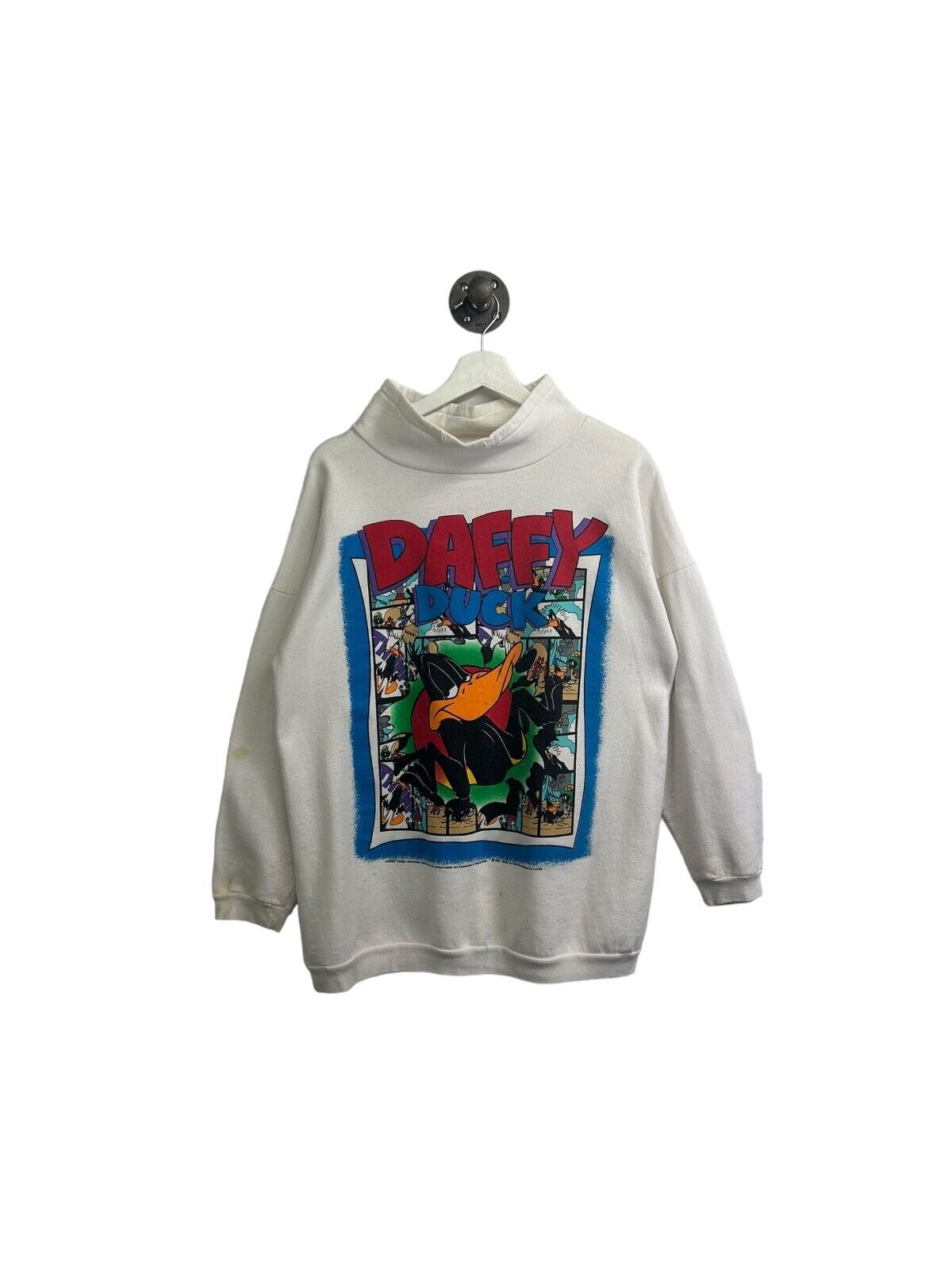 Vintage 1993 Looney Tunes Daffy Duck Comic Graphic Sweatshirt Size Medium 90s