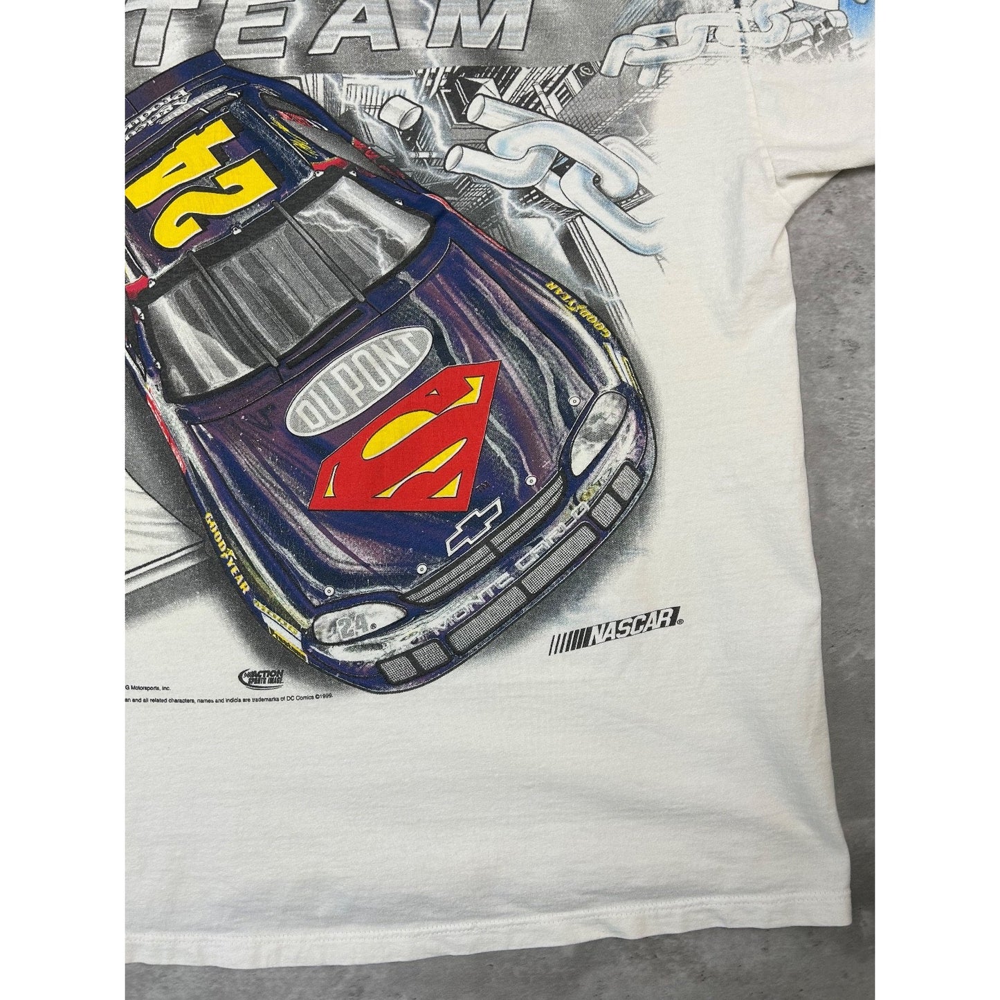 Vintage 1999 Jeff Gordon #24 Superman Nascar Racing All Over Print T-Shirt Sz XL