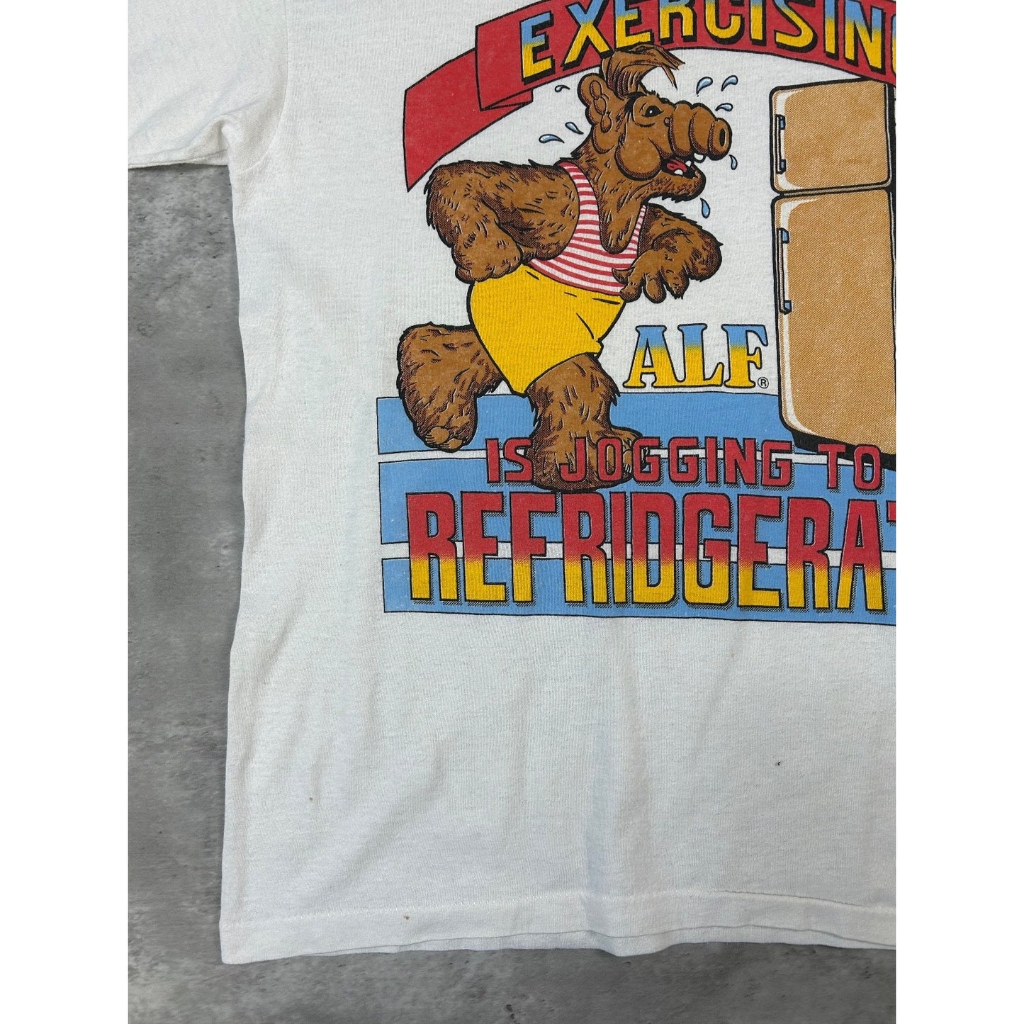 Vintage 1988 Alf My Idea Of Exercise Cartoon Character Graphic T-Shirt Sz Large