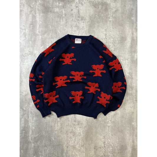Vintage 90s Everything Australian Koala All Over Print Knit Sweater Size Large